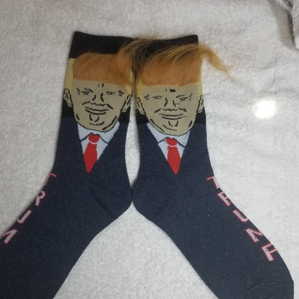 Donald Trump Funny Navy Blue Socks 3D Hair